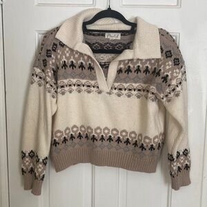 Marled knit collared sweater size M